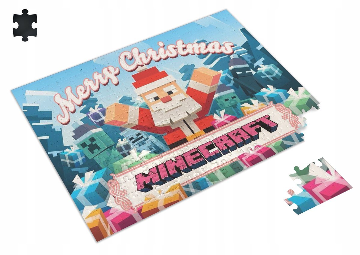 PUZZLE Minecraft Świąteczne Creeper Christmas + IMIĘ Pudełko A3 252 el. #9