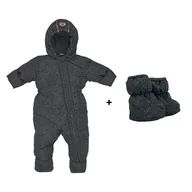 Dresy i komplety dla chłopców - Lodger Zestaw kombinezon zimowy grafitowy Taslon Pigeon, rozm. 74 + buciki grafitowe - ubranko - miniaturka - grafika 1