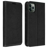 Etui i futerały do telefonów - Etui Folio z prawdziwej skóry iPhone 11 Pro z miejscem na karty, stojak na wideo, czarne - miniaturka - grafika 1
