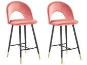 Krzesła - Beliani Zestaw 2 krzeseł barowych welurowy koralowy FALTON - miniaturka - grafika 1