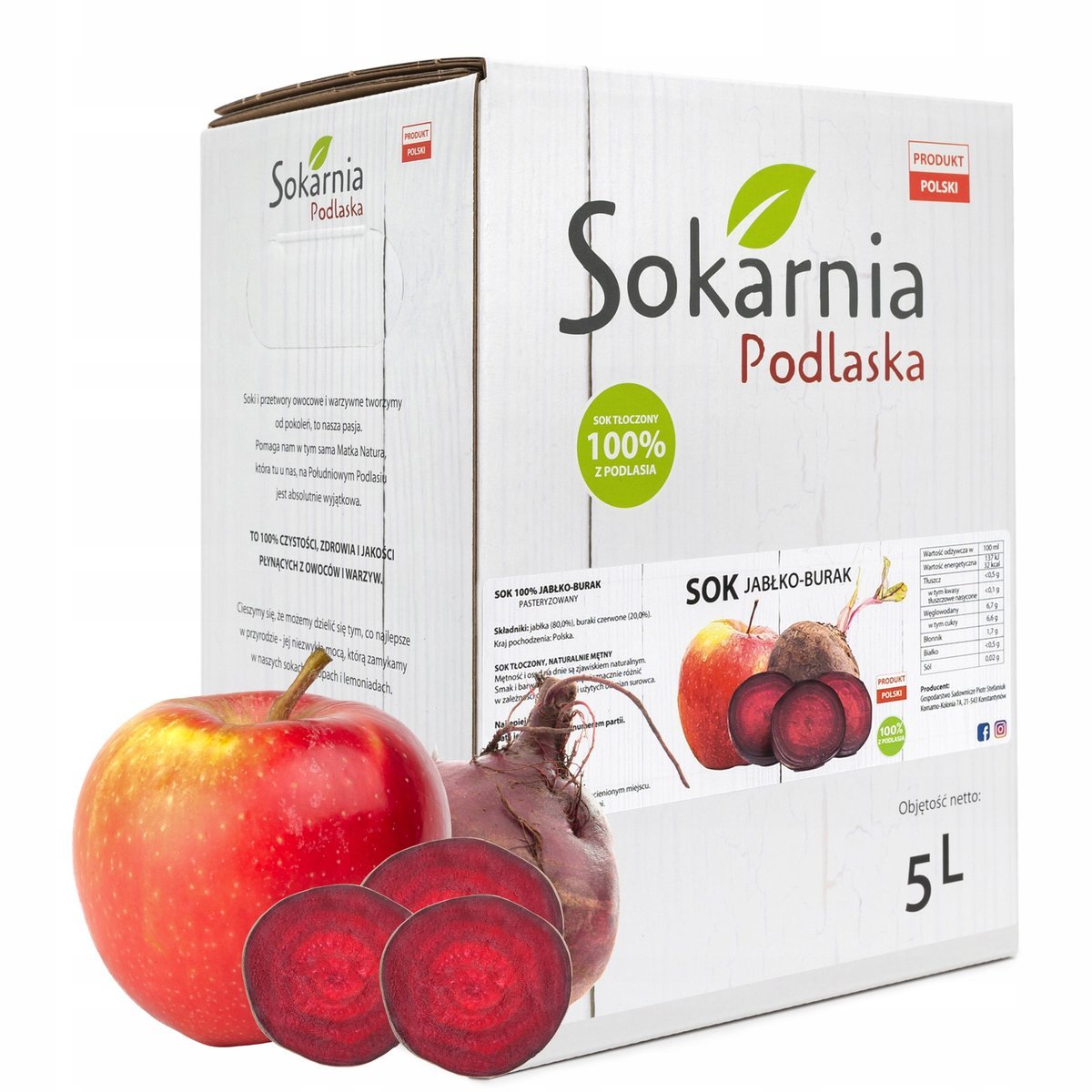 Sok Z Jabłek I Buraków Tłoczony 5L Źródło Witamin Błonnika Naturalny Zdrowy