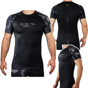 Kimona, stroje i obuwie - Rashguard Z Krótkim Rękawem Męski Ground Game Moro Czarny R. S - miniaturka - grafika 1