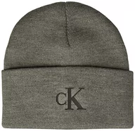 Czapki damskie - Calvin Klein Męska czapka z mankietem czapka zimowa, Duże logo Heather Grey, jeden rozmiar - miniaturka - grafika 1