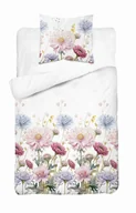 Pościel - Pościel satynowa 140x200 Biała w pastelowe kwiaty – subtelna elegancja, 100% bawełna - Home Satin - miniaturka - grafika 1