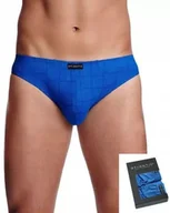 Majtki męskie - SLIPY ATLANTIC MĘSKIE MAJTKI MP1352 SPORT NIEBIESKIE W KRATKĘ 2PAK *S* - miniaturka - grafika 1