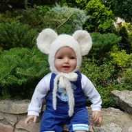 Czapki dla dzieci - Czapka Biała Mysz alpaka/merynos - miniaturka - grafika 1