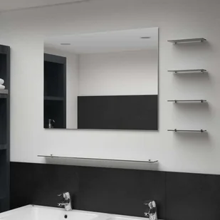 The Living Store Lustro ścienne z 5 półkami srebrne 80×60 cm - Lustra - miniaturka - grafika 1