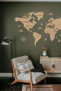 Drewniana MAPA ŚWIATA 120 cm z DODATKAMI Mapa świata na ścianę państwa - Dekoracje domu - miniaturka - grafika 1