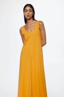 Sukienki - Mango sukienka bawełniana Ribet kolor pomarańczowy maxi prosta - grafika 1