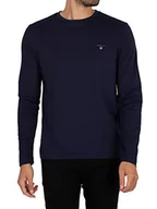 Koszulki męskie - GANT Męska koszulka z długim rękawem SOLID LS T-SHIRT, niebieski (Evening Blue), M - miniaturka - grafika 1