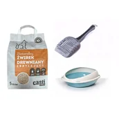 Żwirek dla kotów - Zestaw do higieny kota kuweta żwirek i łopatka CASTI - miniaturka - grafika 1