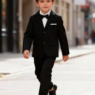 Dresy i komplety dla chłopców - TEMU Chłopięcy zestaw casualowy w jednolitym kolorze, 2-częściowy , idealny na przyjęcia urodzinowe, odpowiedni na wiosnę i jesień, zawiera lekki - miniaturka - grafika 1