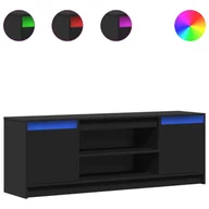 Szafki RTV - vidaXL Szafka pod telewizor z oświetleniem LED czarna 139,5x34x50 cm - miniaturka - grafika 1