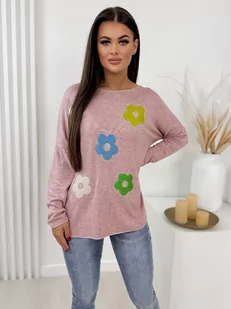 BLUZKA CLIVE PUDROWY RÓŻ UNI - Ubra - Bluzki damskie - miniaturka - grafika 1