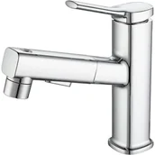 Baterie umywalkowe - Bateria łazienkowa z trzema trybami wody (strumień, strumień, fontanna) i wyciąganą wylewką (srebrna) - miniaturka - grafika 1