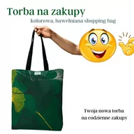 Torby szkolne - Torba na zakupy do pracy kolorowa bawełniana shopperka na ramię do ręki -  GINKGO GREEN - miniaturka - grafika 1