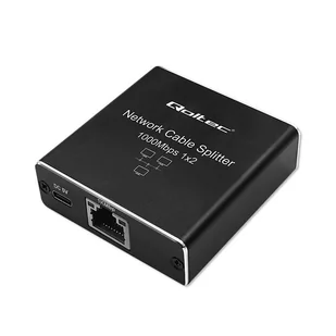 Qoltec Rozdzielacz Splitter mini SWITCH 1x2 port RJ45 1000Mbps USB-C Aluminium - Inne akcesoria audio-wideo - miniaturka - grafika 1