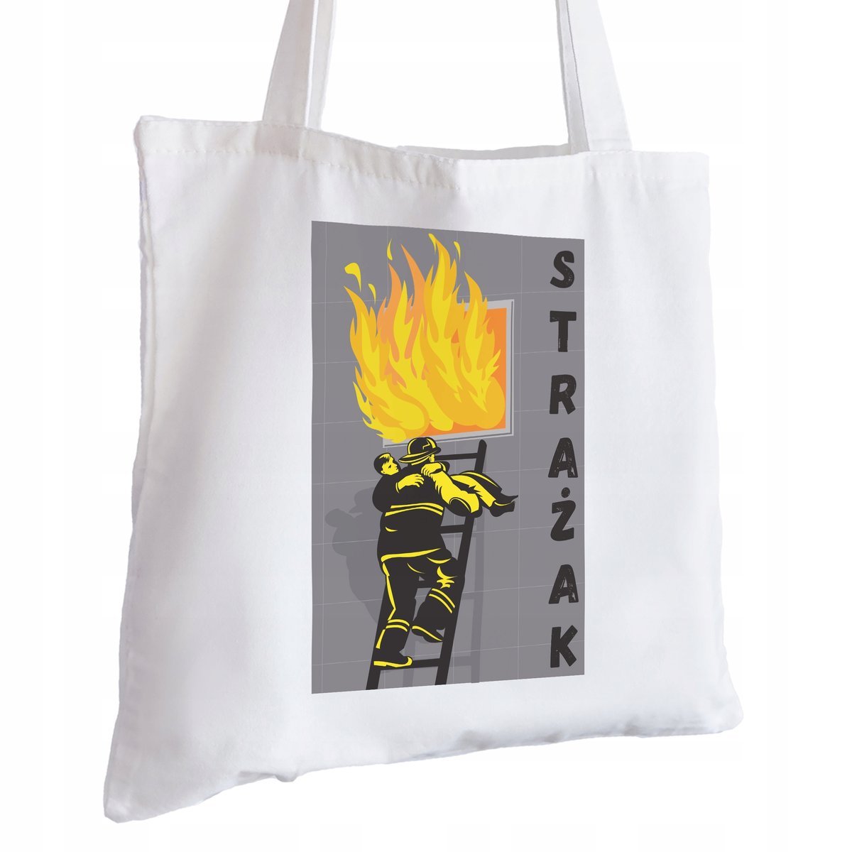Torba Bawełniana biała dla Strażaka Na Prezent ekologiczna Trwały Nadruk