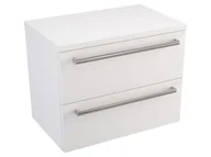 Szafki łazienkowe - Szafka Wisząca Z Blatem ATH 60 cm - Biały Mat - Uchwyty Stal Szczotkowana - miniaturka - grafika 1
