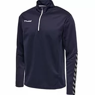 Bluzy dla chłopców - Hummel HmlAuthentic Kids bluza chłopięca z zamkiem błyskawicznym niebieski morski 152 204928-7026 - miniaturka - grafika 1