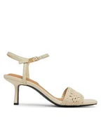 Sandały damskie - Tommy Hilfiger Sandały Crochet Lthr Kitten Sandal FW0FW08587 Beżowy - miniaturka - grafika 1