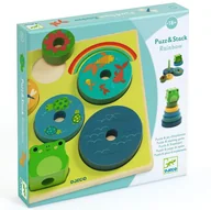 Układanki dla dzieci - Układanka drewniana 2 w1 PUZZ & STACK RAINBOW DJ01077 - miniaturka - grafika 1