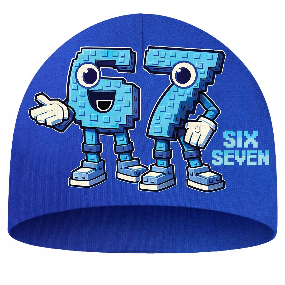 Czapka Bawełniana Przejściowa Dziecięca Six Seven 67 Brainrot Niebieska