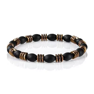 Bransoletka koraliki w kolorze czarnym EM 15 - EM Men's Accessories - Bransolety męskie - miniaturka - grafika 1