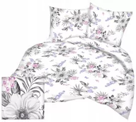 Pościel - Pościel z kory 200x220 duże szare kwiaty na bieli - miniaturka - grafika 1