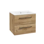 Szafki łazienkowe - Szafka wisząca z umywalką zestaw Intenso 61x46 cm złoty dąb Sensea - miniaturka - grafika 1