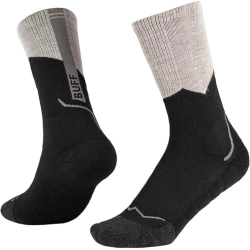 Buff Skarpety Merino MW Crew Wełna Merino, kontrola zapachów, regulacja termiczna, piesze wycieczki, zapobieganie pęcherzom, komfort, jakość dla mężczyzn i kobiet M czarne