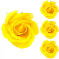 Sztuczne kwiaty - Róża Mydlana Do Kąpieli Dekoracyjna Żółta 3 szt. - miniaturka - grafika 1