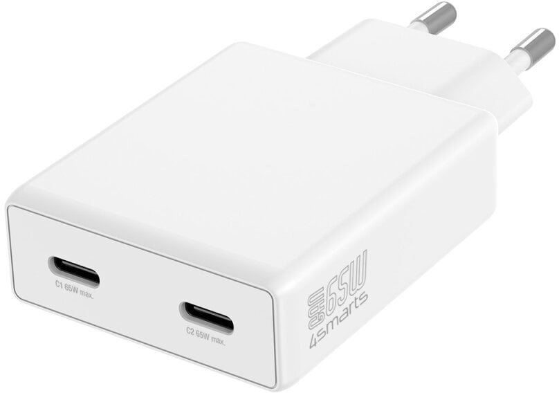 Ładowarka sieciowa 4smarts PDPlug Slim Dual 65W GaN 2xUSB-C biały