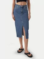 Spódnice - Vero Moda Spódnica jeansowa Veri 10295731 Niebieski Regular Fit - miniaturka - grafika 1