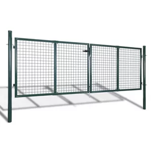 vidaxl Brama ogrodzeniowa 289x125 cm / 306x175 stalowa, zieleń - Ogrodzenia - miniaturka - grafika 1