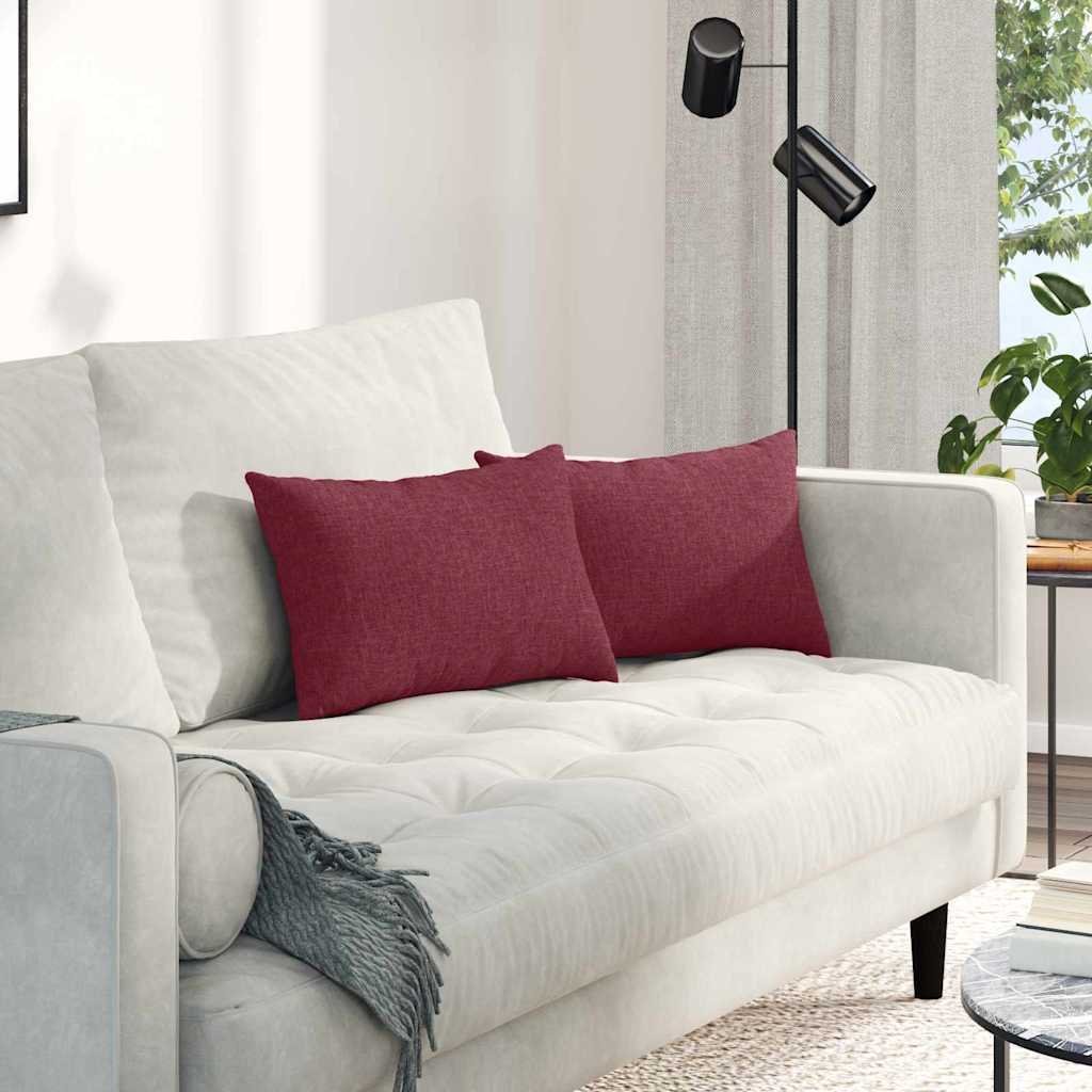 vidaXL vidaXL Poduszki na sofę 2 pcs Czerwone wino 50 x 30 cm tkanina