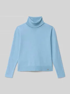Sweter z dzianiny z golfem - Swetry dla dziewczynek - miniaturka - grafika 1