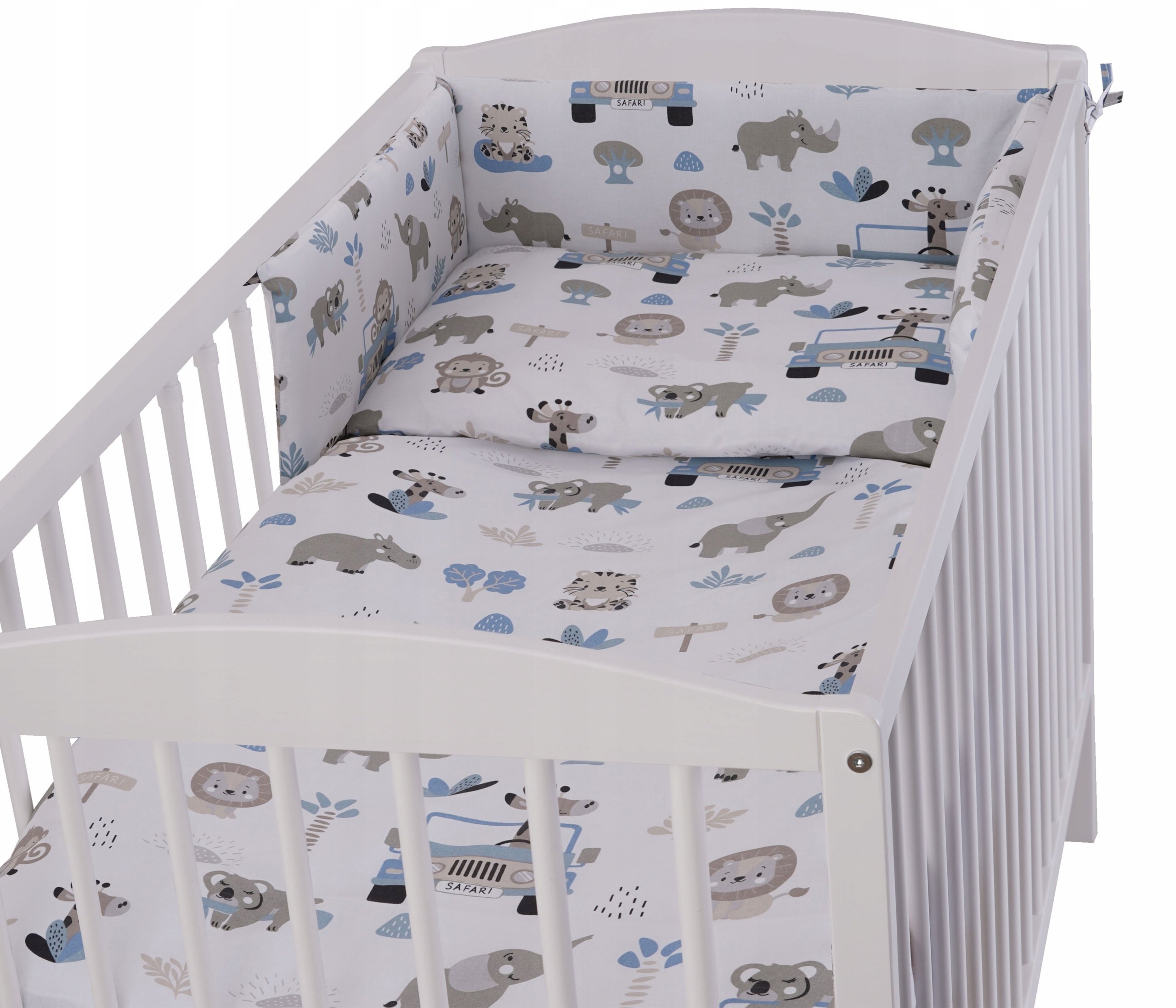 Pościel dla niemowlaka Tomi 120x90 Komplet 5 Elementów Safari niebieskie