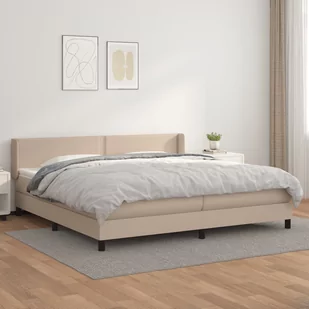 Lumarko Łóżko kontynentalne z materacem, cappuccino ekoskóra 200x200 cm - Łóżka - miniaturka - grafika 1