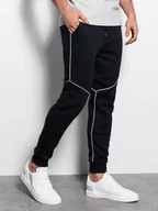 Spodnie męskie - Spodnie męskie dresowe joggery z kontrastowymi elementami - czarne V1 OM-PASK-22FW-001 - miniaturka - grafika 1