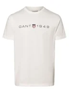 Koszulki męskie - Gant T-shirt męski Mężczyźni Bawełna biały nadruk, M - miniaturka - grafika 1