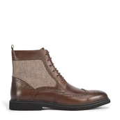 Półbuty męskie - Męskie trzewiki ze skóry z motywem w jodełkę - miniaturka - grafika 1