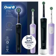 Szczoteczki elektryczne - Braun Oral-B Vitality Pro Protect XClean 2szt. Fioletowo-czarny - miniaturka - grafika 1