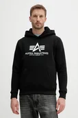 Bluzy męskie - Alpha Industries bluza męska kolor czarny z kapturem z nadrukiem 146343.423 - miniaturka - grafika 1