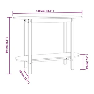 Stolik konsolowy, czarny, 110x40x80 cm, lite drewno sosnowe Lumarko! - Konsole i sekretarzyki - miniaturka - grafika 9
