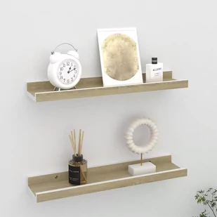 vidaXL vidaXL Półki ścienne, 2 szt., biel i dąb sonoma, 40x9x3 cm - Półki do salonu - miniaturka - grafika 1