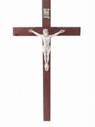 Ikony i obrazy sakralne - Krzyż drewniany duży bukowy na ścianę frezowany 30 cm - miniaturka - grafika 1