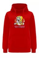 Bluzy damskie - ERT GROUP oryginalna i oficjalnie licencjonowana przez Tom and Jerry czerwona bluza damska z kapturem, nadruk jednostronny, wzór Tom i Jerry 013, rozmiar S - miniaturka - grafika 1