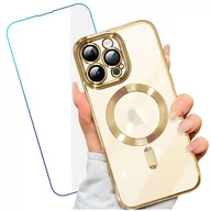 Etui i futerały do telefonów - Etui MagSafe Case do Apple iPhone 14 Pro Alogy Glamour Luxury Ring obudowa Złoto-przezroczyste + Szkło - miniaturka - grafika 1