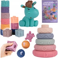 Zabawki sensoryczne - ZESTAW Sensoryczne Miękkie Klocki Kreatywne Dla Malucha 6m+ 27SZT - miniaturka - grafika 1